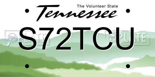 S72TCU Tennessee License Plate