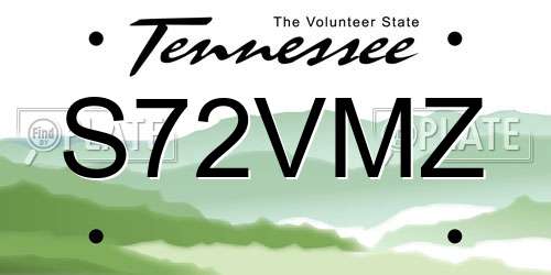 S72VMZ Tennessee License Plate