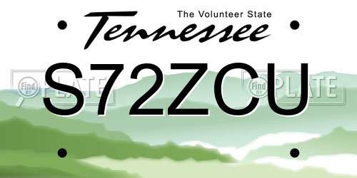 S72ZCU Tennessee License Plate