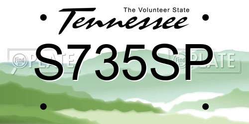 S735SP Tennessee License Plate