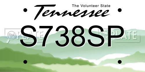 S738SP Tennessee License Plate