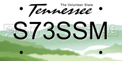 S73SSM Tennessee License Plate
