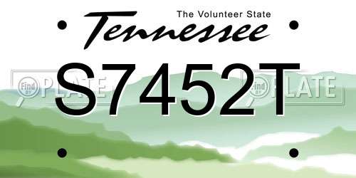 S7452T Tennessee License Plate
