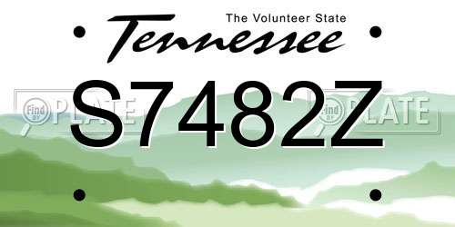 S7482Z Tennessee License Plate