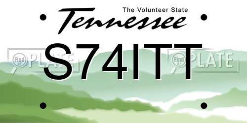 S74ITT Tennessee License Plate