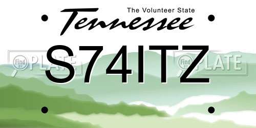 S74ITZ Tennessee License Plate