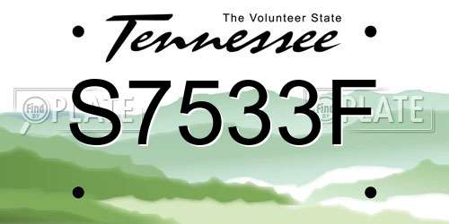 S7533F Tennessee License Plate