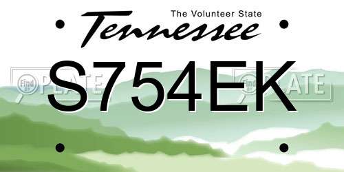 S754EK Tennessee License Plate