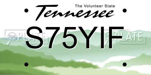 S75YIF Tennessee License Plate