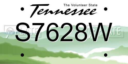S7628W Tennessee License Plate