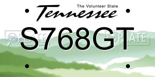 S768GT Tennessee License Plate