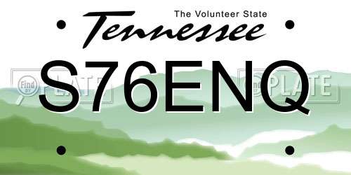 S76ENQ Tennessee License Plate
