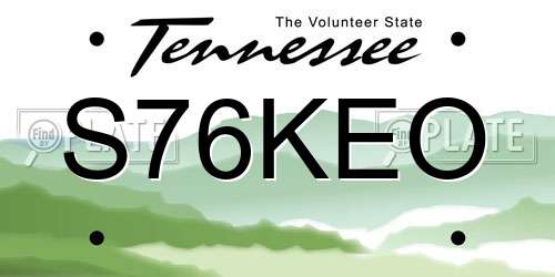 S76KEO Tennessee License Plate