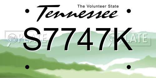 S7747K Tennessee License Plate