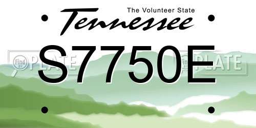 S7750E Tennessee License Plate