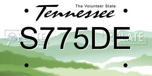 S775DE Tennessee License Plate