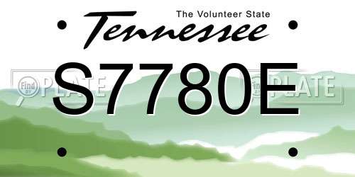 S7780E Tennessee License Plate