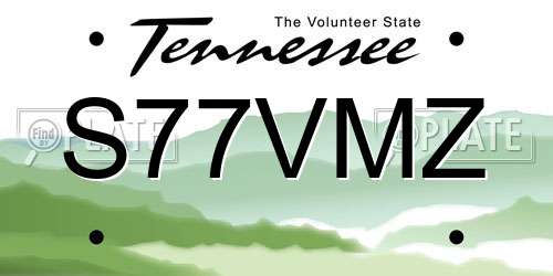 S77VMZ Tennessee License Plate