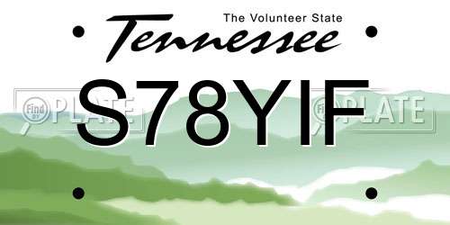 S78YIF Tennessee License Plate