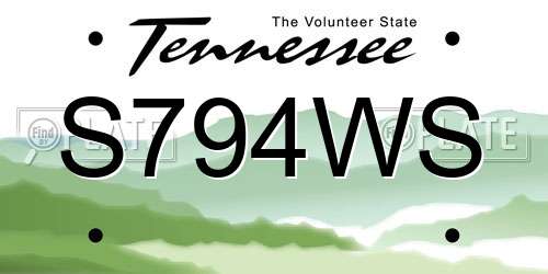 S794WS Tennessee License Plate