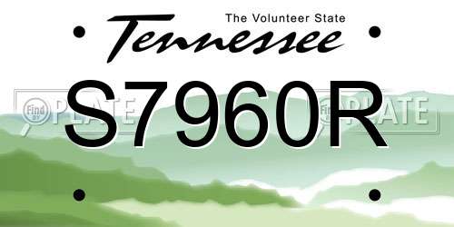 S7960R Tennessee License Plate