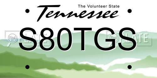 S80TGS Tennessee License Plate