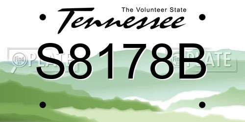 S8178B Tennessee License Plate