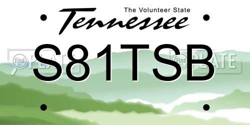 S81TSB Tennessee License Plate