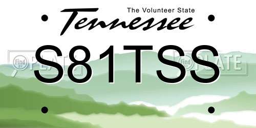 S81TSS Tennessee License Plate