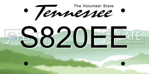 S820EE Tennessee License Plate