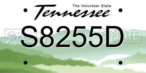 S8255D Tennessee License Plate