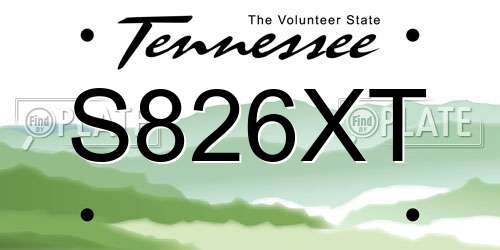 S826XT Tennessee License Plate