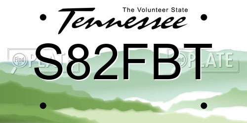 S82FBT Tennessee License Plate