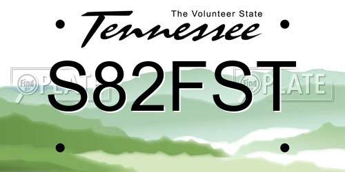 S82FST Tennessee License Plate