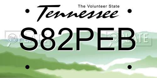 S82PEB Tennessee License Plate