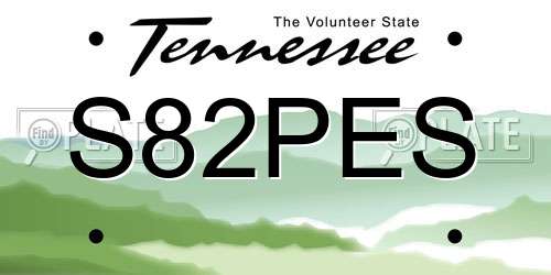 S82PES Tennessee License Plate
