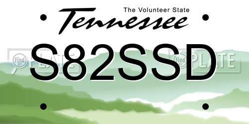 S82SSD Tennessee License Plate