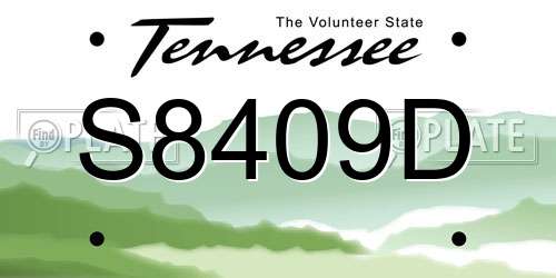 S8409D Tennessee License Plate