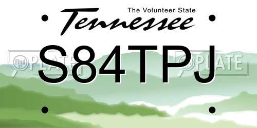 S84TPJ Tennessee License Plate