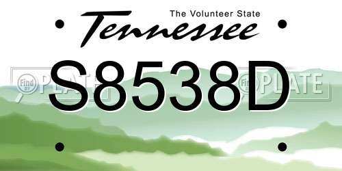 S8538D Tennessee License Plate