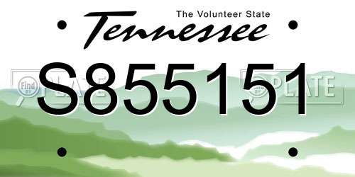 S855151 Tennessee License Plate