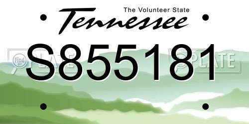 S855181 Tennessee License Plate