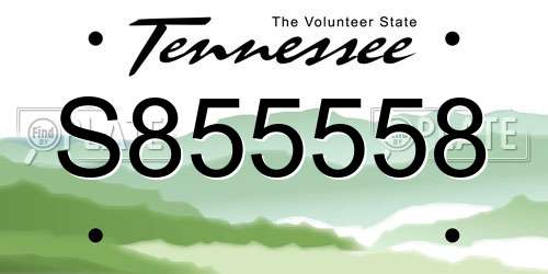 S855558 Tennessee License Plate