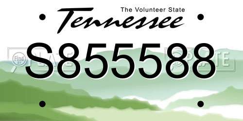 S855588 Tennessee License Plate