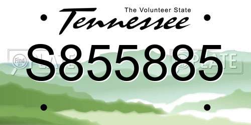 S855885 Tennessee License Plate