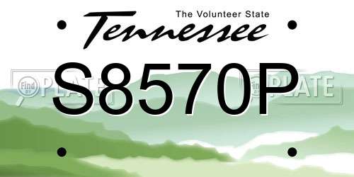 S8570P Tennessee License Plate
