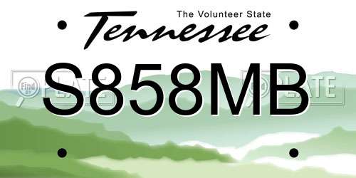S858MB Tennessee License Plate