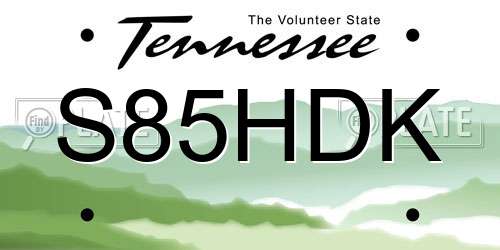 S85HDK Tennessee License Plate