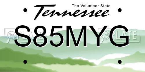S85MYG Tennessee License Plate