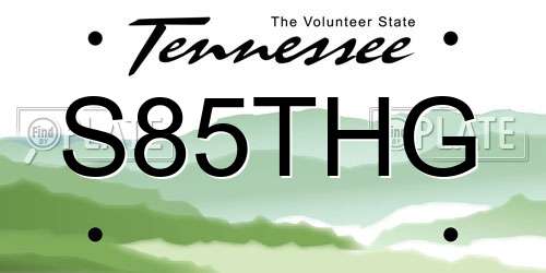 S85THG Tennessee License Plate